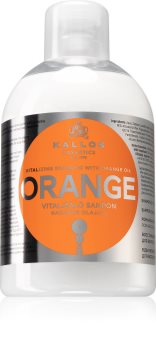 Kallos Orange revitaliserende shampoo om futloos haar te doen stralen
