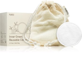 Purito Inner Green Reusable Cotton Rounds Bomullsrondeller för sminkborttagning och rengöring av hud