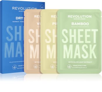 Revolution Skincare Biodegradable Dry Skin Set di maschere di tessuto per pelli disidratate e secche