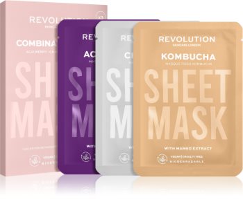 Revolution Skincare Biodegradable Combination Skin комплект платнени маски (за раздразнена и мазна кожа със силно лющене)