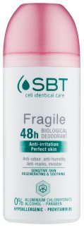 SBT Fragile desodorizante roll-on anti-manchas amarelas e brancas para pele sensível e irritada