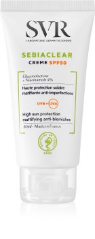 SVR Sebiaclear creme matificante de proteção para a pele oleosa com imperfeições SPF 50