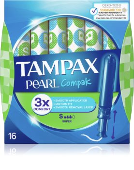 Tampax Compak Pearl Super Tampons mit einem Applikator