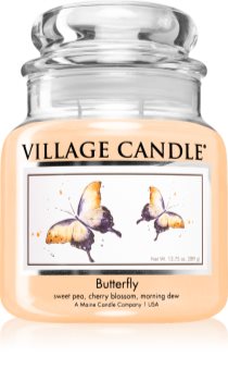 Village Candle Butterfly duftlys (Glass Lid)