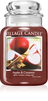 Village Candle Apples & Cinnamon kvapioji žvakė (Glass Lid)
