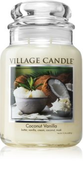 Village Candle Coconut Vanilla lumânare parfumată  (Glass Lid)