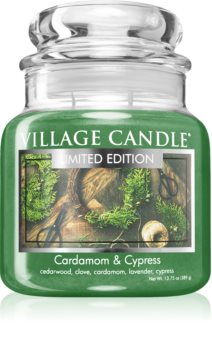 Village Candle Cardamom & Cypress świeczka zapachowa  (Glass Lid)