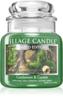 Village Candle Cardamom & Cypress vela perfumada (Glass Lid)