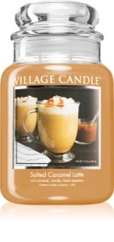 Village Candle Salted Caramel Latte scented candle (Glass Lid)