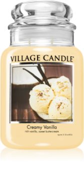 Village Candle Creamy Vanilla vonná sviečka (Glass Lid)