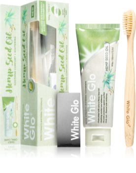 White Glo Hemp Seed Oil balinamoji dantų pasta su šepetėliu
