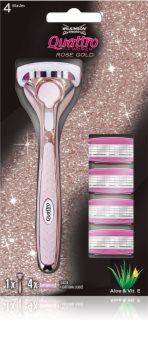 Wilkinson Sword Quattro for Women Rose Gold Dames Scheermes + Vervangende Bladen 4st.