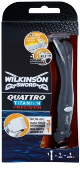 Wilkinson Sword Quattro Titanium Precision τρίμερ και ξυριστική μηχανή για υγρό ξύρισμα