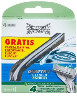 Wilkinson Sword Quattro Titanium Sensitive 4 lâminas de reposição + manuseador