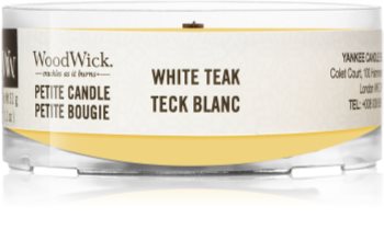Woodwick White Teak votive candle Wooden Wick