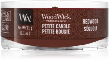 Woodwick Red Wood votivna sveča z lesenim stenjem