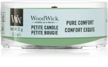 Woodwick Pure Comfort mala mirisna svijeća bez staklene posude s drvenim fitiljem