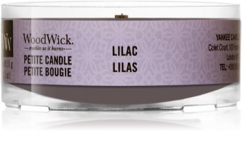 Woodwick Lilac mala mirisna svijeća bez staklene posude s drvenim fitiljem