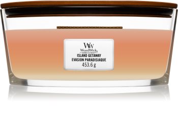 Woodwick Trilogy Island Getaway bougie parfumée avec mèche en bois (hearthwick)
