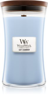 Woodwick Soft Chambray bougie parfumée avec mèche en bois