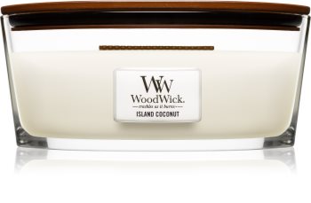 Woodwick Island Coconut bougie parfumée avec mèche en bois (hearthwick)