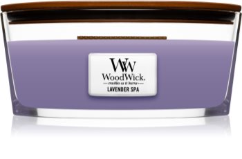Woodwick Lavender Spa vonná sviečka s dreveným knotom (hearthwick)