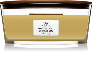Woodwick Lemongrass & Lily vela perfumada com pavio de madeira (hearthwick)