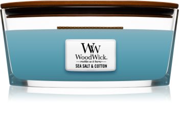Woodwick Sea Salt & Cotton Tuoksukynttilä puinen sydän (sydänlanka)