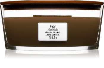 Woodwick Amber & Incense bougie parfumée avec mèche en bois (hearthwick)
