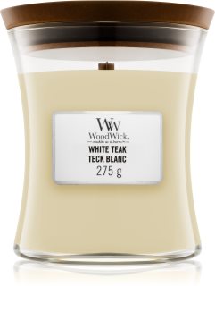 Woodwick White Teak lumânare parfumată cu fitil din lemn