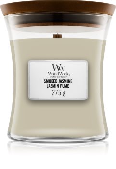 Woodwick Smoked Jasmine mirisna svijeća s drvenim fitiljem