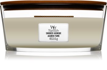 Woodwick Smoked Jasmine Tuoksukynttilä puinen sydän (sydänlanka)