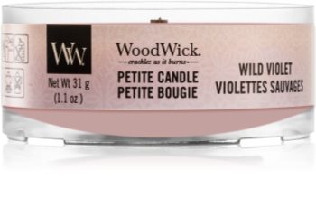 Woodwick Wild Violet votívna sviečka s dreveným knotom