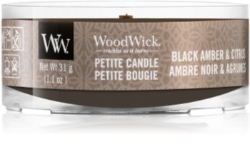 Woodwick Black Amber & Citrus votive candle Wooden Wick