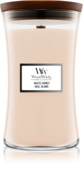 Woodwick White Honey lumânare parfumată cu fitil din lemn