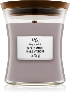 Woodwick Sacred Smoke candela profumata con stoppino in legno