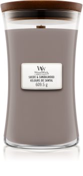 Woodwick Suede & Sandalwood świeczka zapachowa