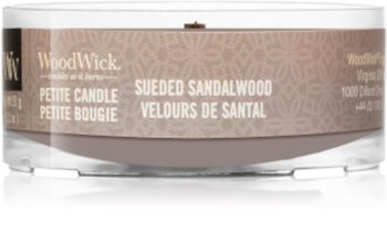 Woodwick Suede & Sandalwood sampler z drewnianym knotem