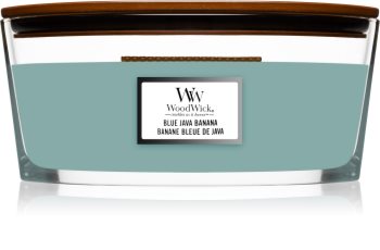 Woodwick Blue Java Banana scented candle wooden wick (hearthwick)