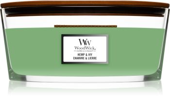 Woodwick Hemp & Ivy scented candle wooden wick (hearthwick)