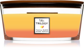 Woodwick Trilogy Tropical Sunrise scented candle wooden wick (hearthwick)