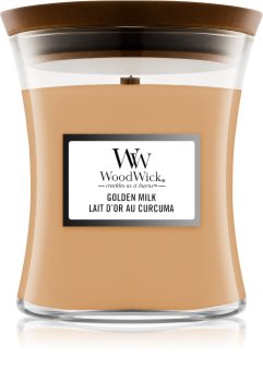 Woodwick Golden Milk vonná svíčka s dřevěným knotem