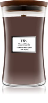 Woodwick Stone Washed Suede bougie parfumée avec mèche en bois