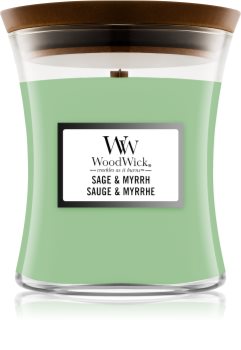 Woodwick Sage & Myrrh bougie parfumée avec mèche en bois