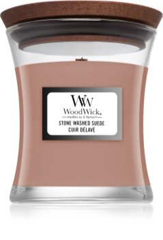 Woodwick Stone Washed Suede duftlys Trævæge