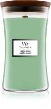 Woodwick Sage & Myrrh vela perfumada com pavio de madeira