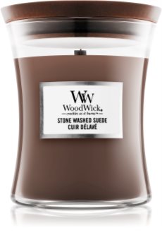 Woodwick Stone Washed Suede geurkaars