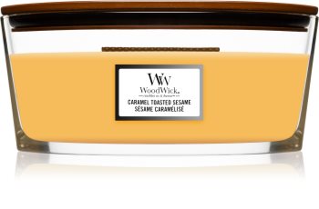Woodwick Caramel Toasted Sesame Tuoksukynttilä puinen sydän (sydänlanka)