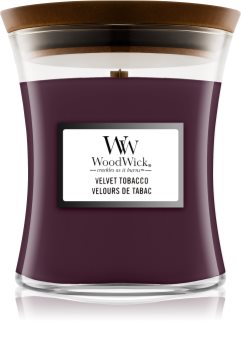 Woodwick Velvet Tobacco candela profumata con stoppino in legno