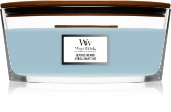 Woodwick Seaside Neroli geurkaars met een houten lont (hearthwick)